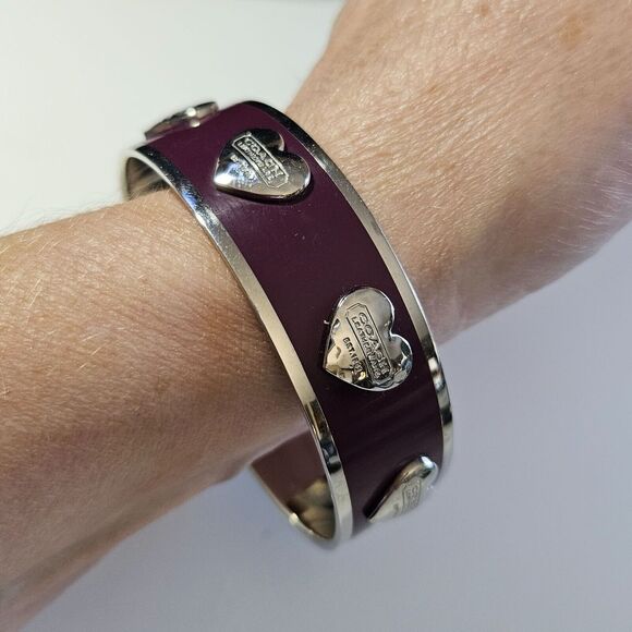 *Sale* Coach silver tone and burgundy bangle bracelet - Picture 4 of 16